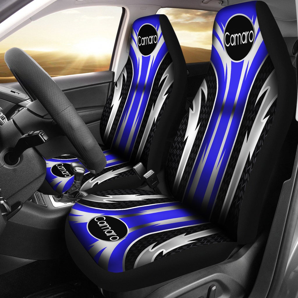 2 Front Camaro Seat Covers Blue