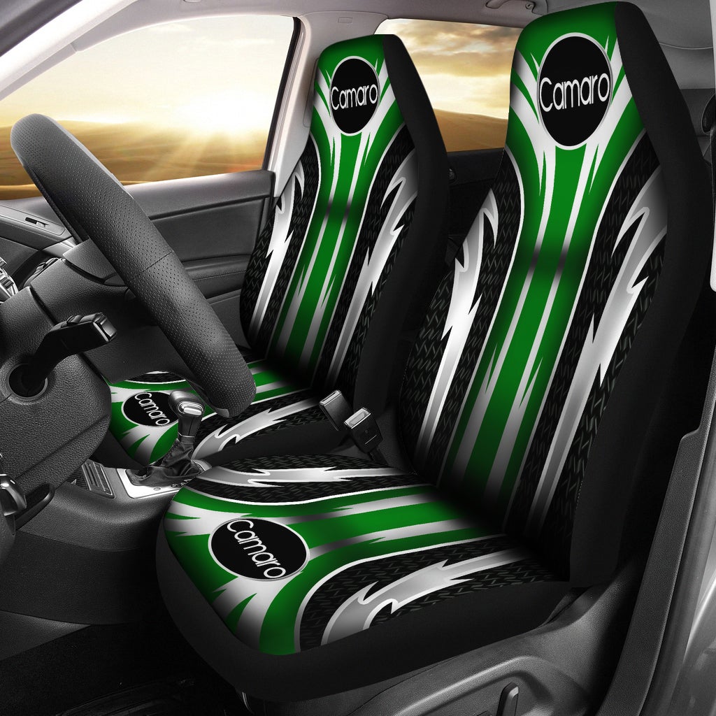 2 Front Camaro Seat Covers Green