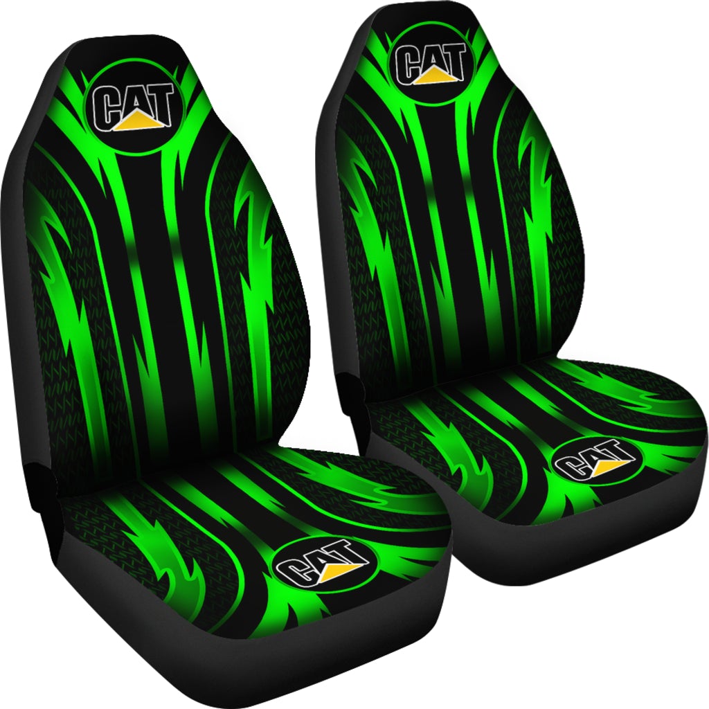 2 Front Caterpillar Seat Covers Green