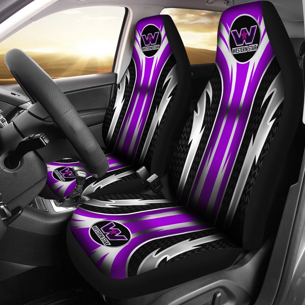 2 Front Western Star Seat Covers Purple