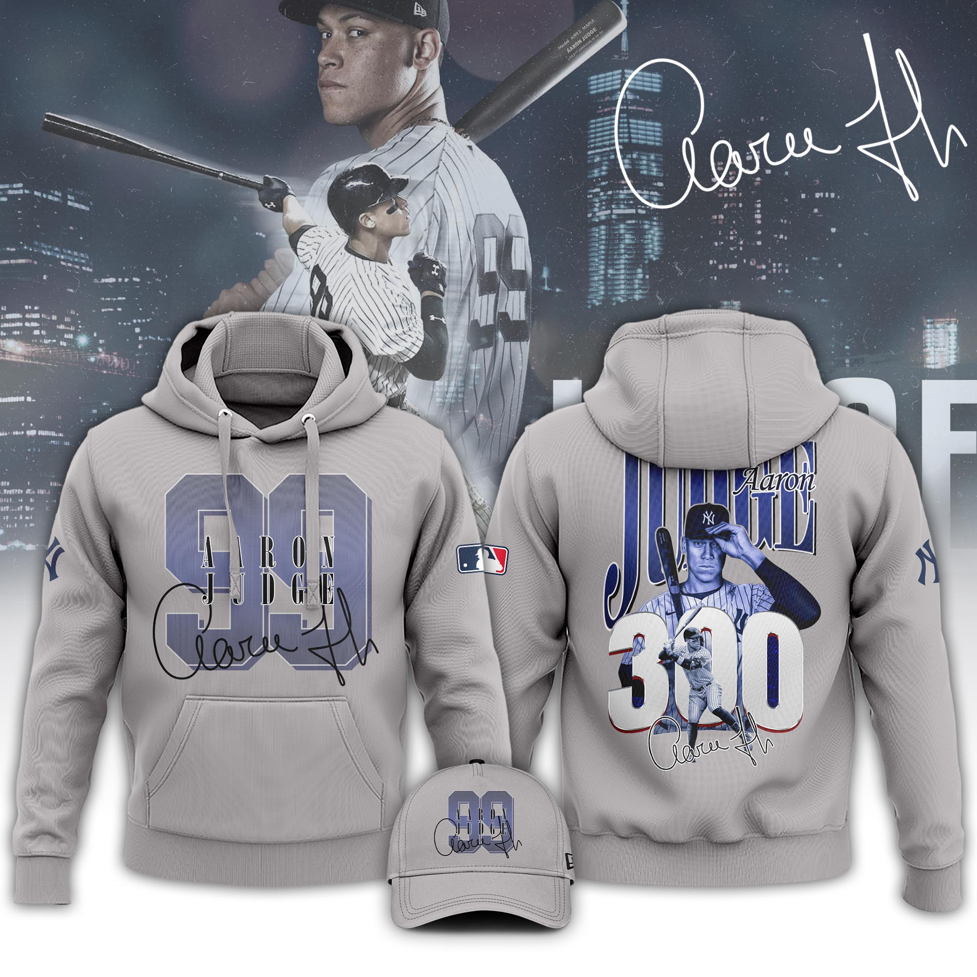 Aaron Judge  Signature No300 for No99    Limited Hoodie  Gray
