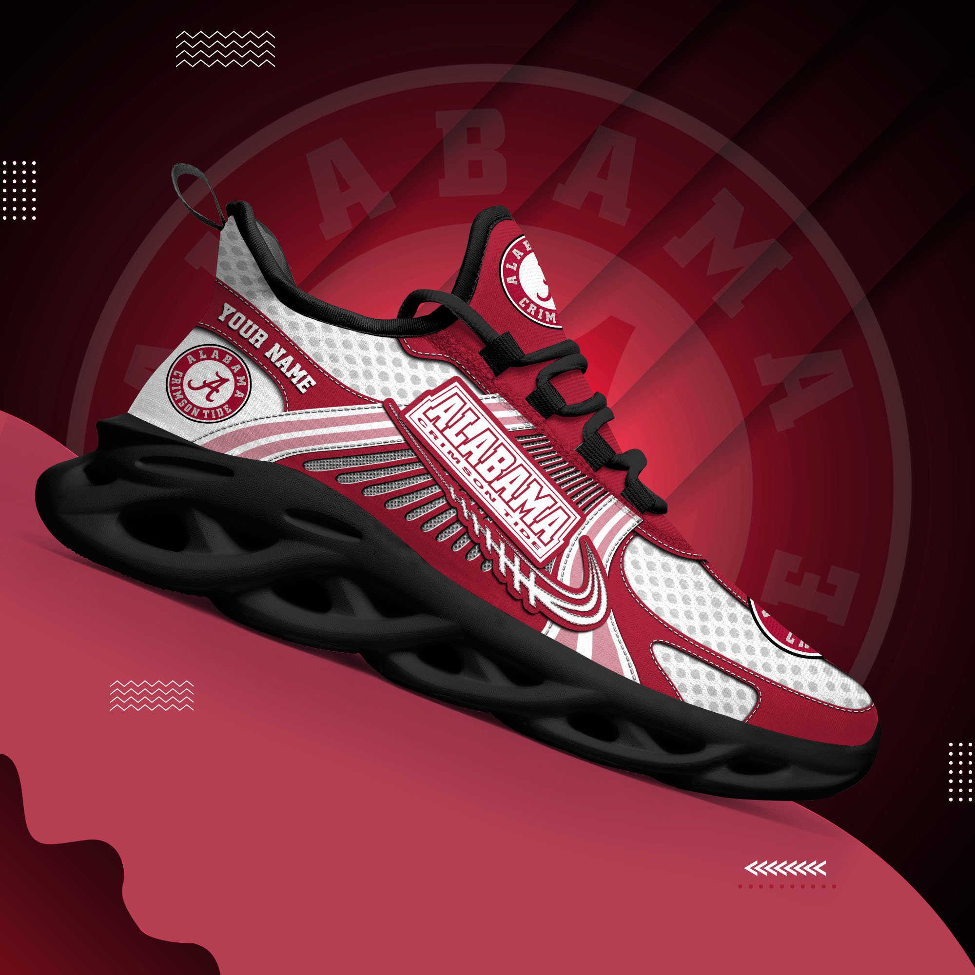 Alabama Crimson Tide Clunky Sneakers Custom Your Name, Sport Sneakers ETRG-62343