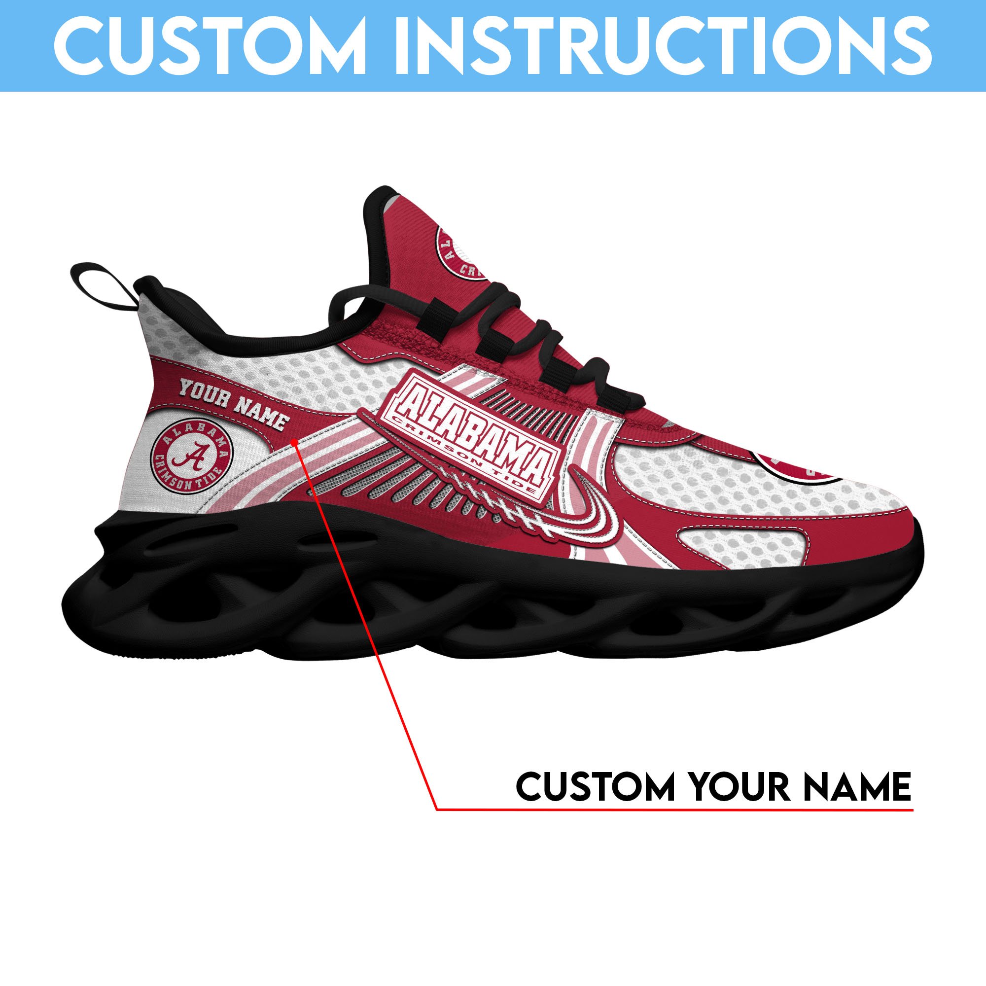 Alabama Crimson Tide Clunky Sneakers Custom Your Name, Sport Sneakers ETRG-62343
