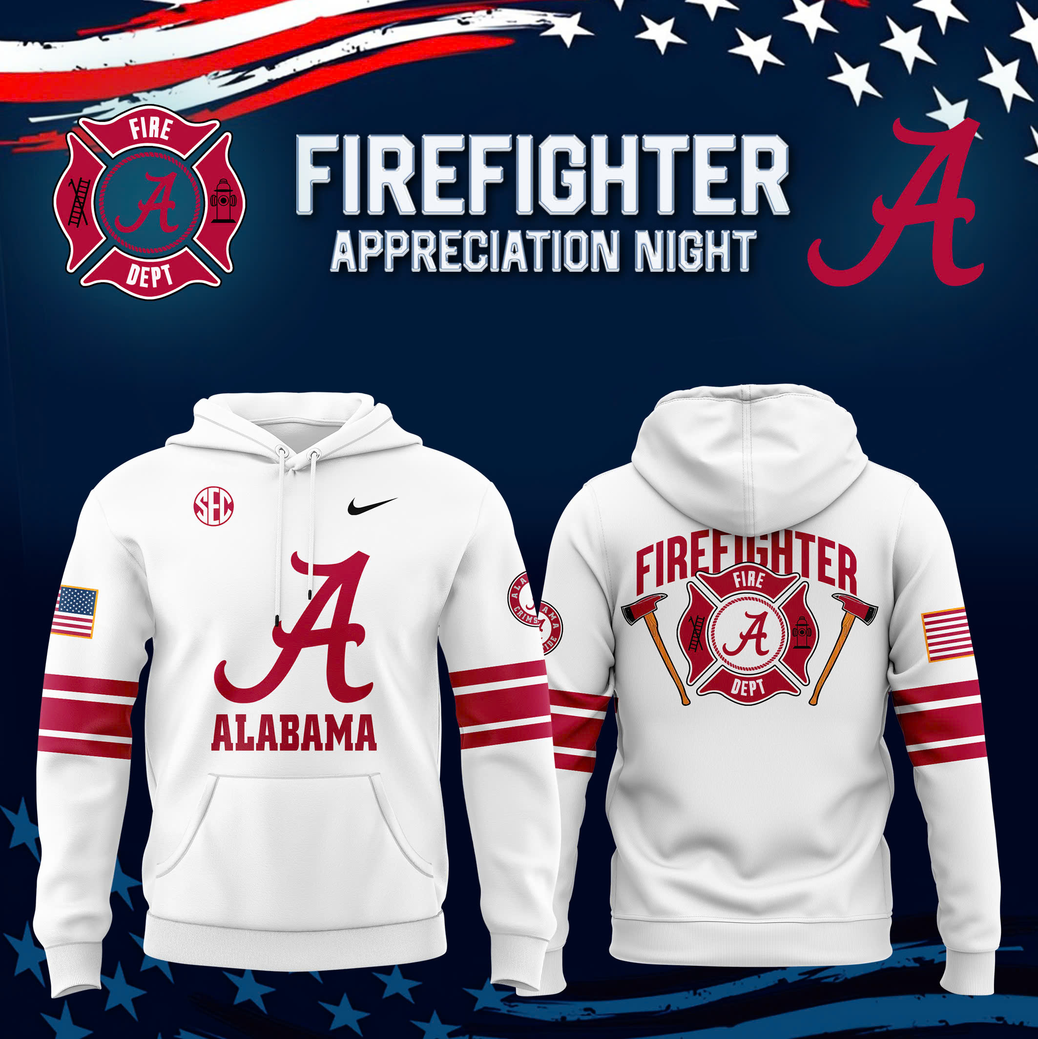 Alabama Crimson Tide Football x Firefighter Appreciation Night Premium Pullover Hoodie