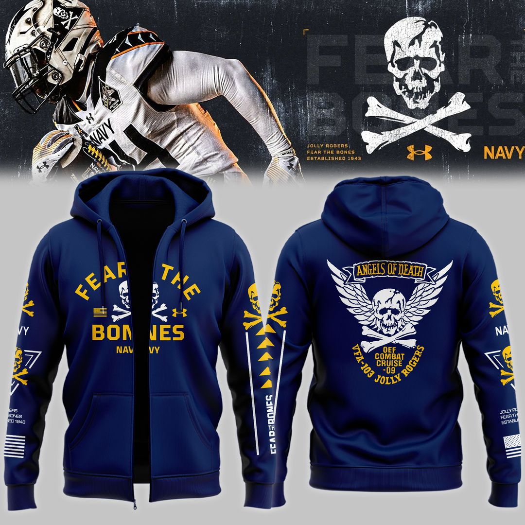 Angel Of Death Jolly Rogers Navy Midshipmen Zip Hoodie