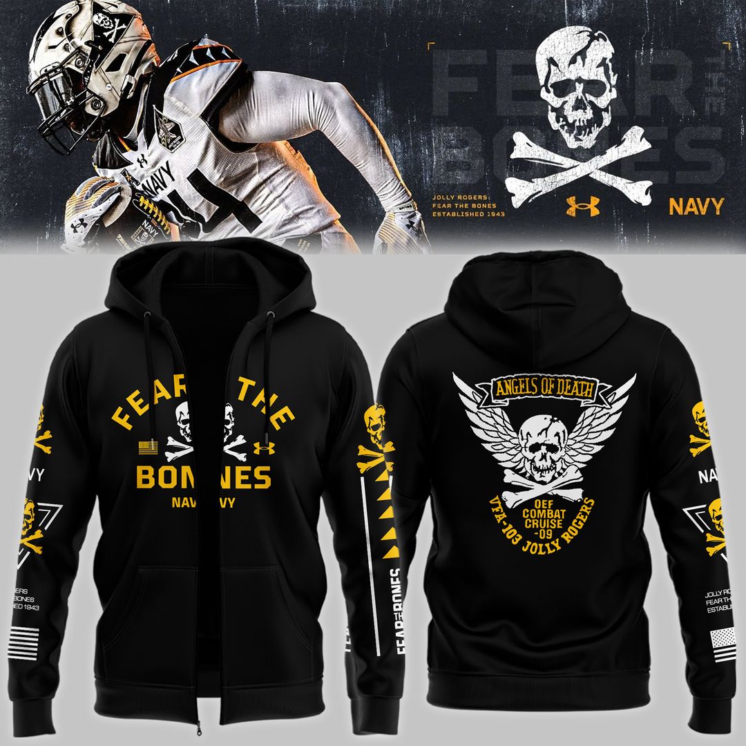 Angel Of Death Jolly Rogers Navy Midshipmen Zip Hoodie