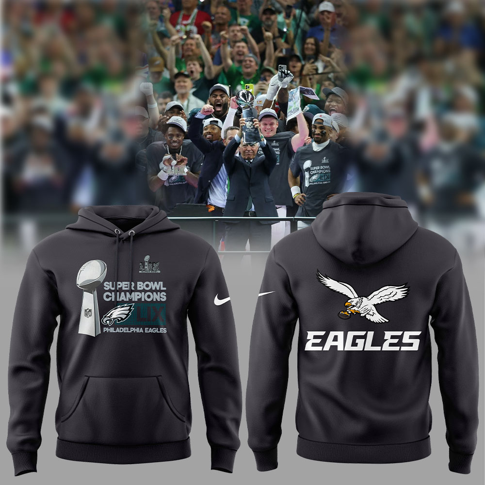 Anthracite Philadelphia Eagles Super Bowl LIX Champions Locker Room Trophy Collection Hoodie V2