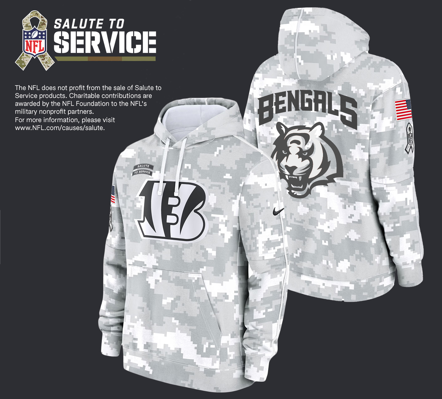 Arctic Camo Cincinnati Bengals Salute To Service Performance Hoodie