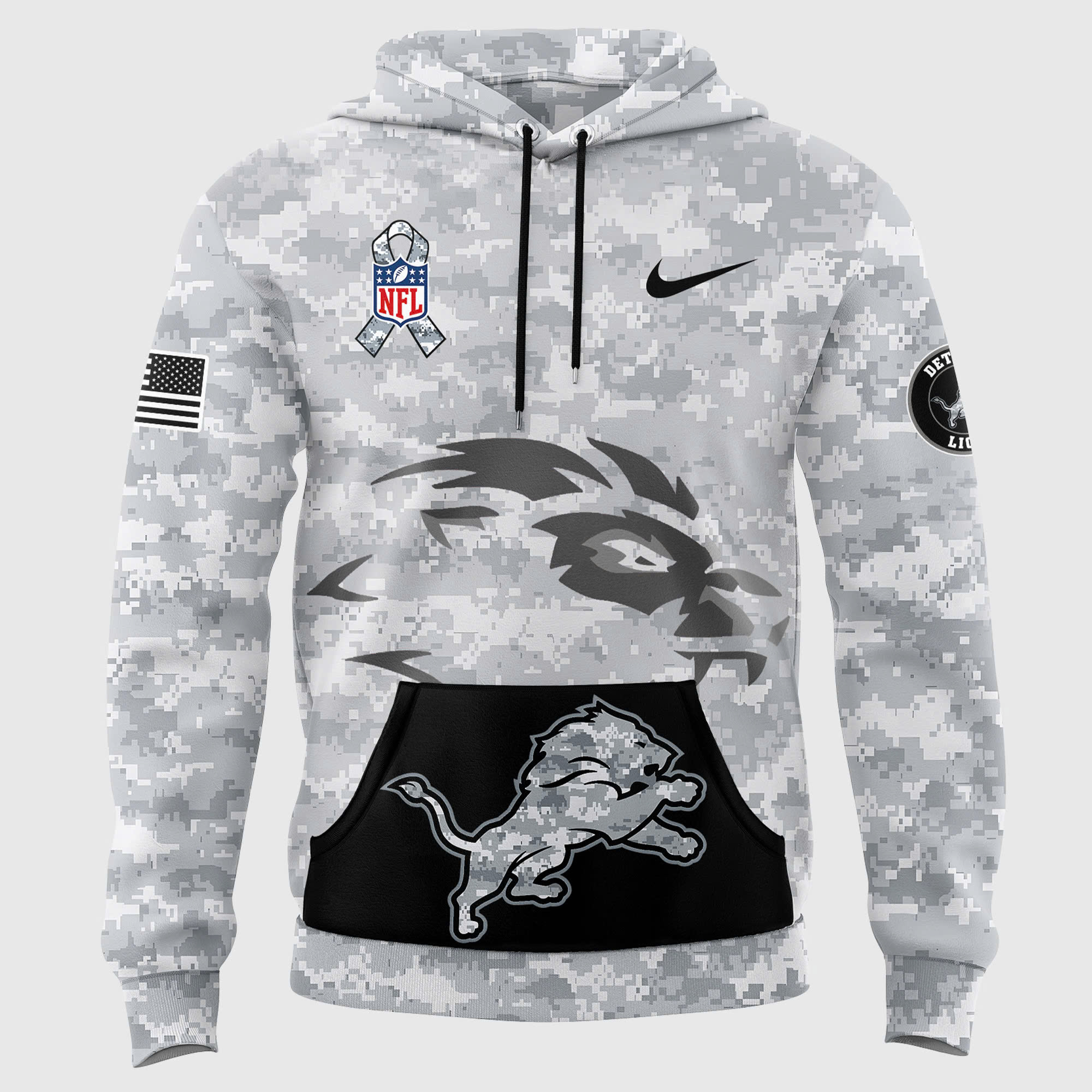 Arctic Camo Detroit Lions Salute to Service Club Fleece Pullover Hoodie
