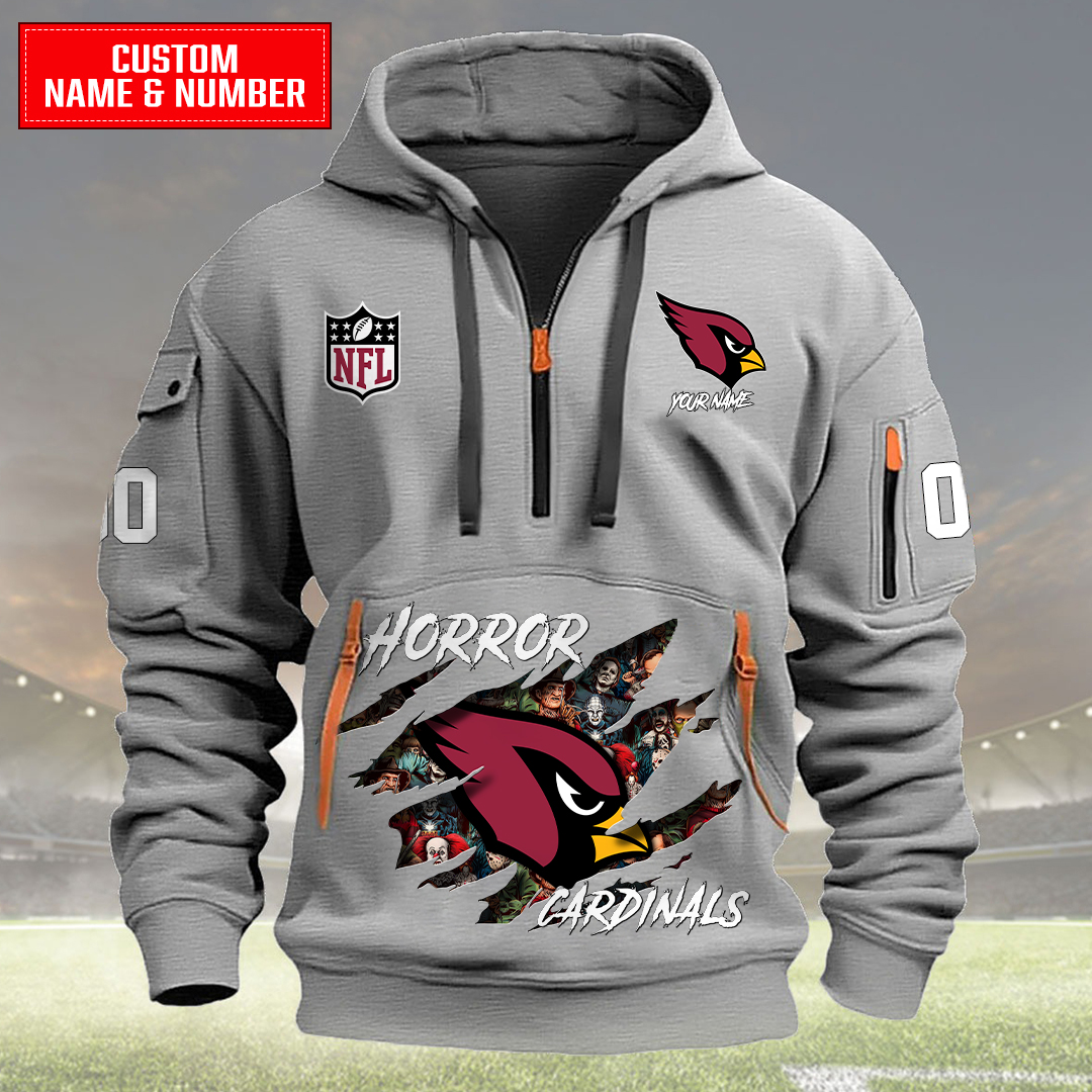 Arizona Cardinals Halloween Horror Collection Personalize Quarter Zip Hoodie AZCAQZH000001