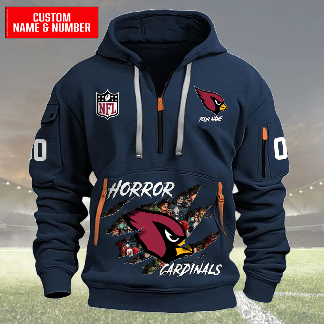 Arizona Cardinals Halloween Horror Collection Personalize Quarter Zip Hoodie AZCAQZH000001