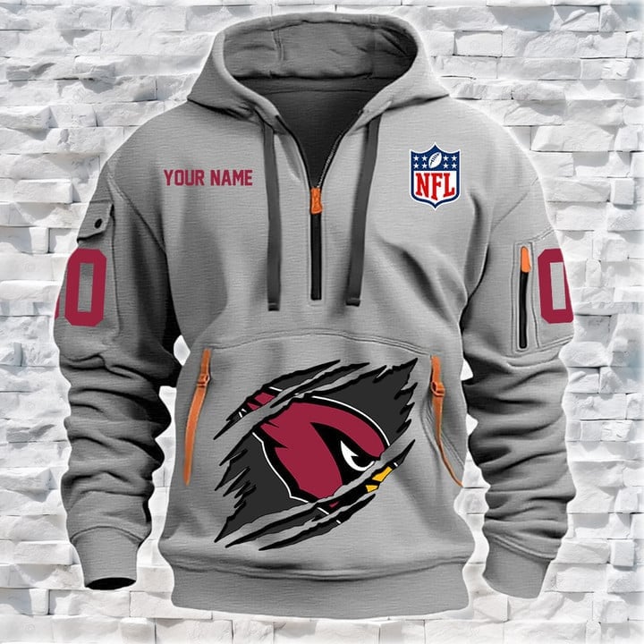 Arizona Cardinals New Personalized Quarter Zip Hoodie AZBTQZH000079