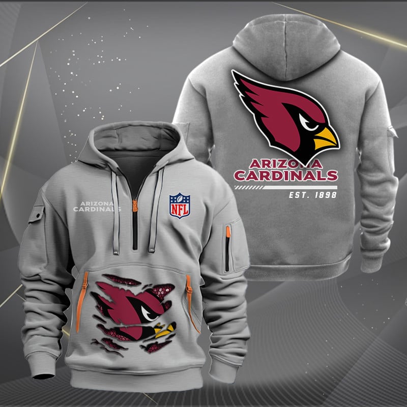 Arizona Cardinals New Personalized Quarter Zip Hoodie AZBTQZH000095