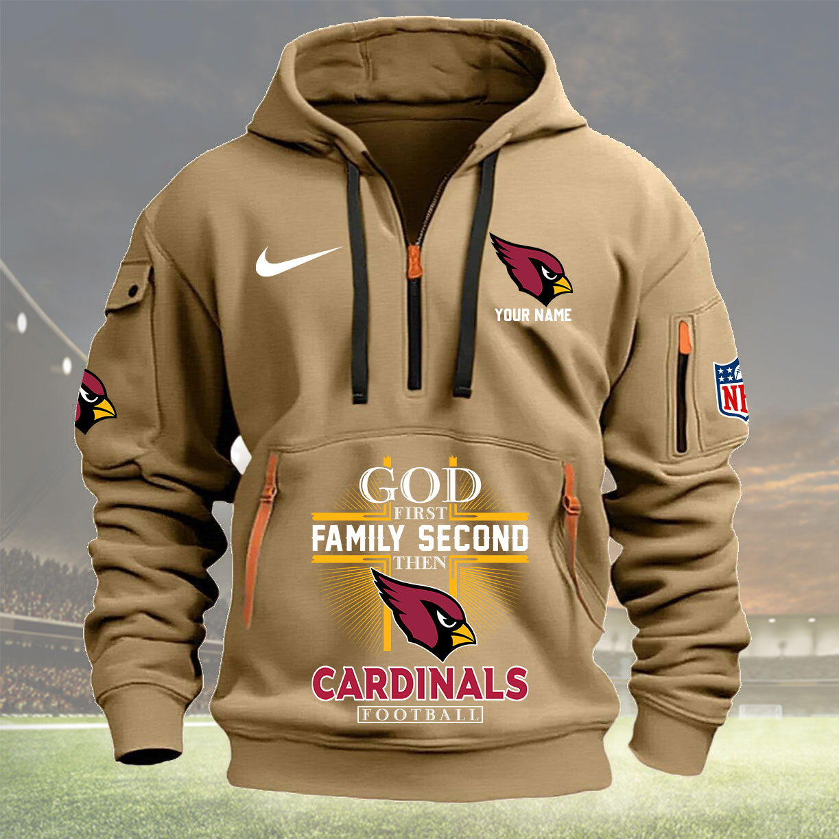 Arizona Cardinals Personalized Quarter Zip Hoodie New Collection AZBTQZH000241