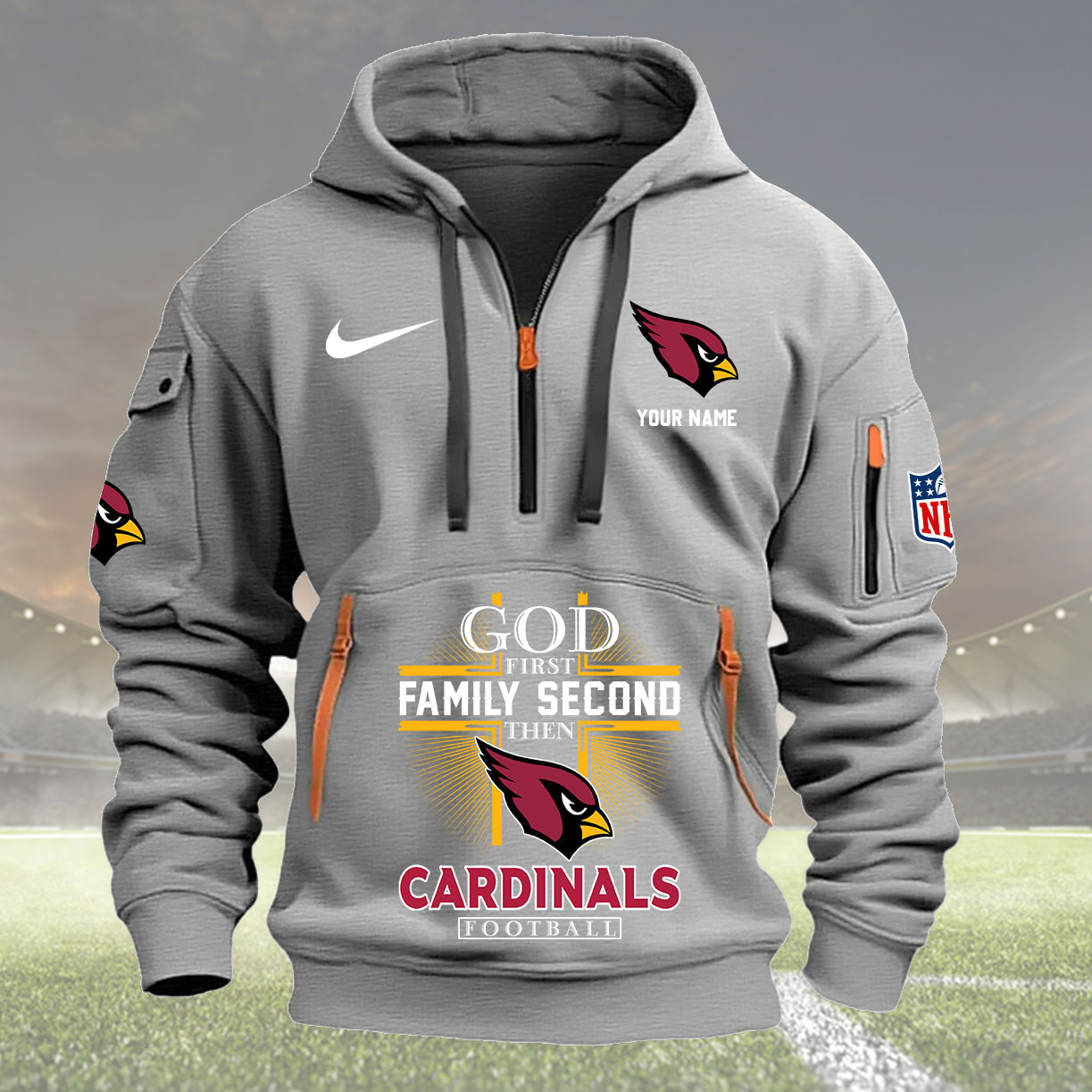 Arizona Cardinals Personalized Quarter Zip Hoodie New Collection AZBTQZH000241