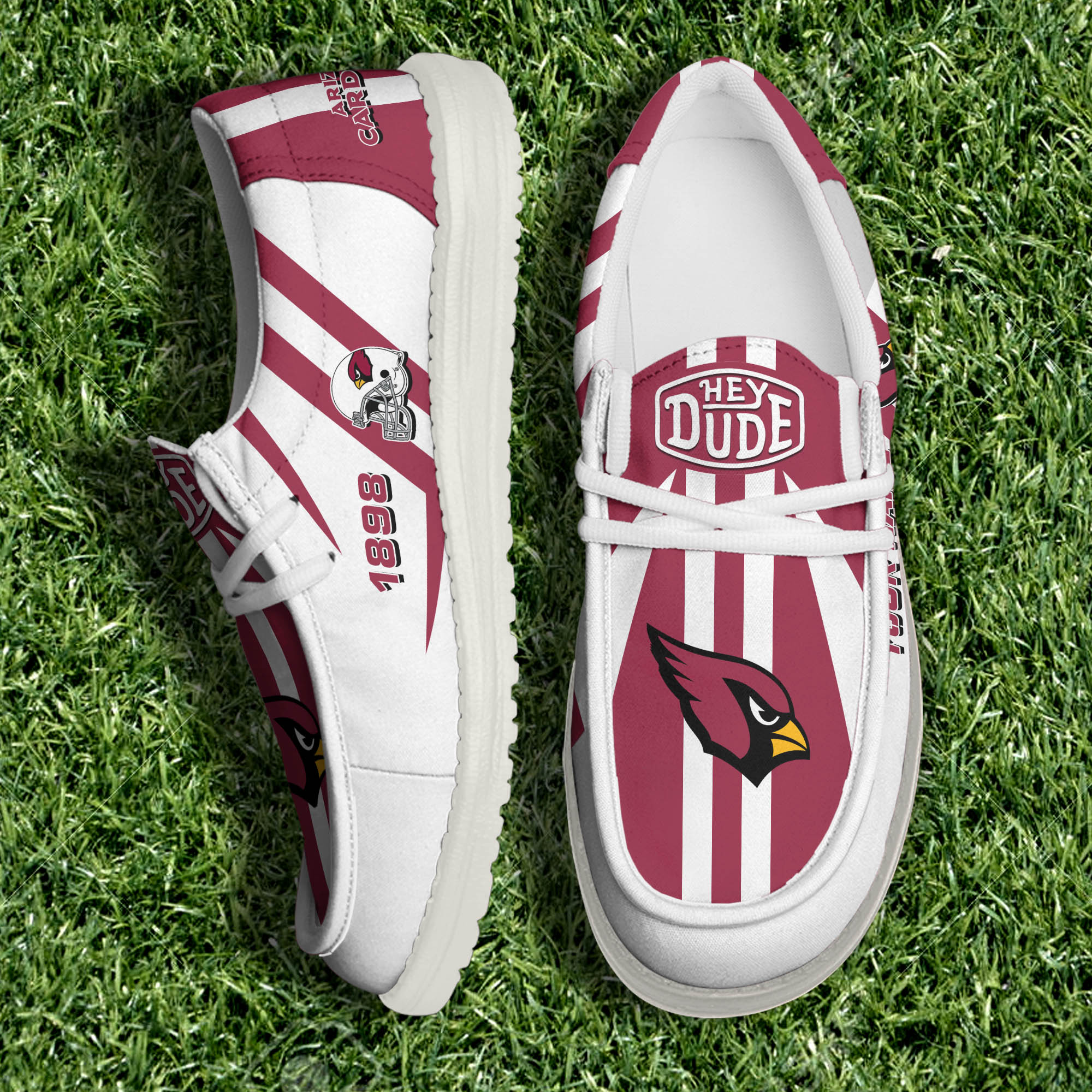Arizona Cardinals Team White Canvas Loafer Shoes Personalized Your Name