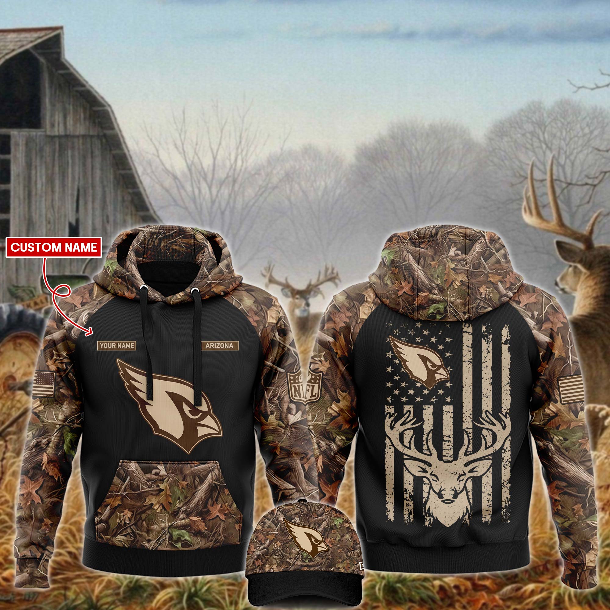 Arizona Cardinals  x Hunting   Hoodie