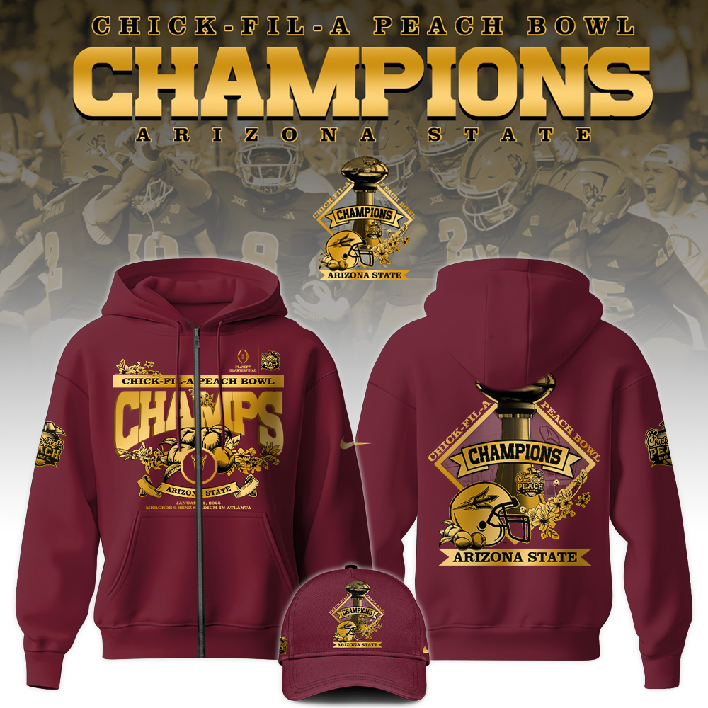 Arizona State Sun Devils x Peach Bowl Champions   Zip Hoodie  v2