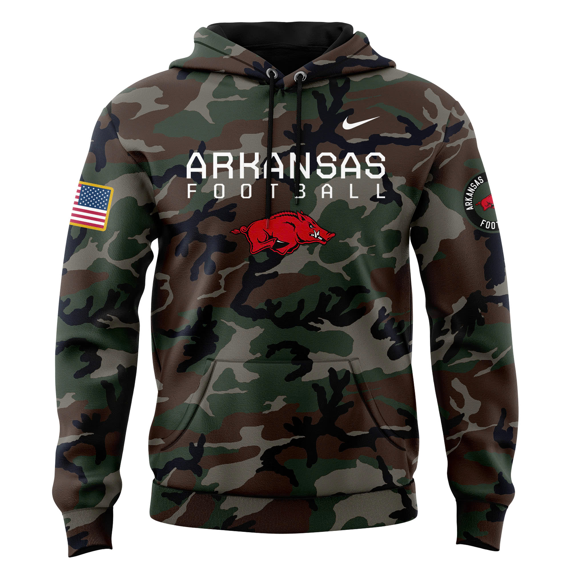 Arkansas Razorback Football Arctic Camo Salute to Service Club Fleece Pullover Hoodie
