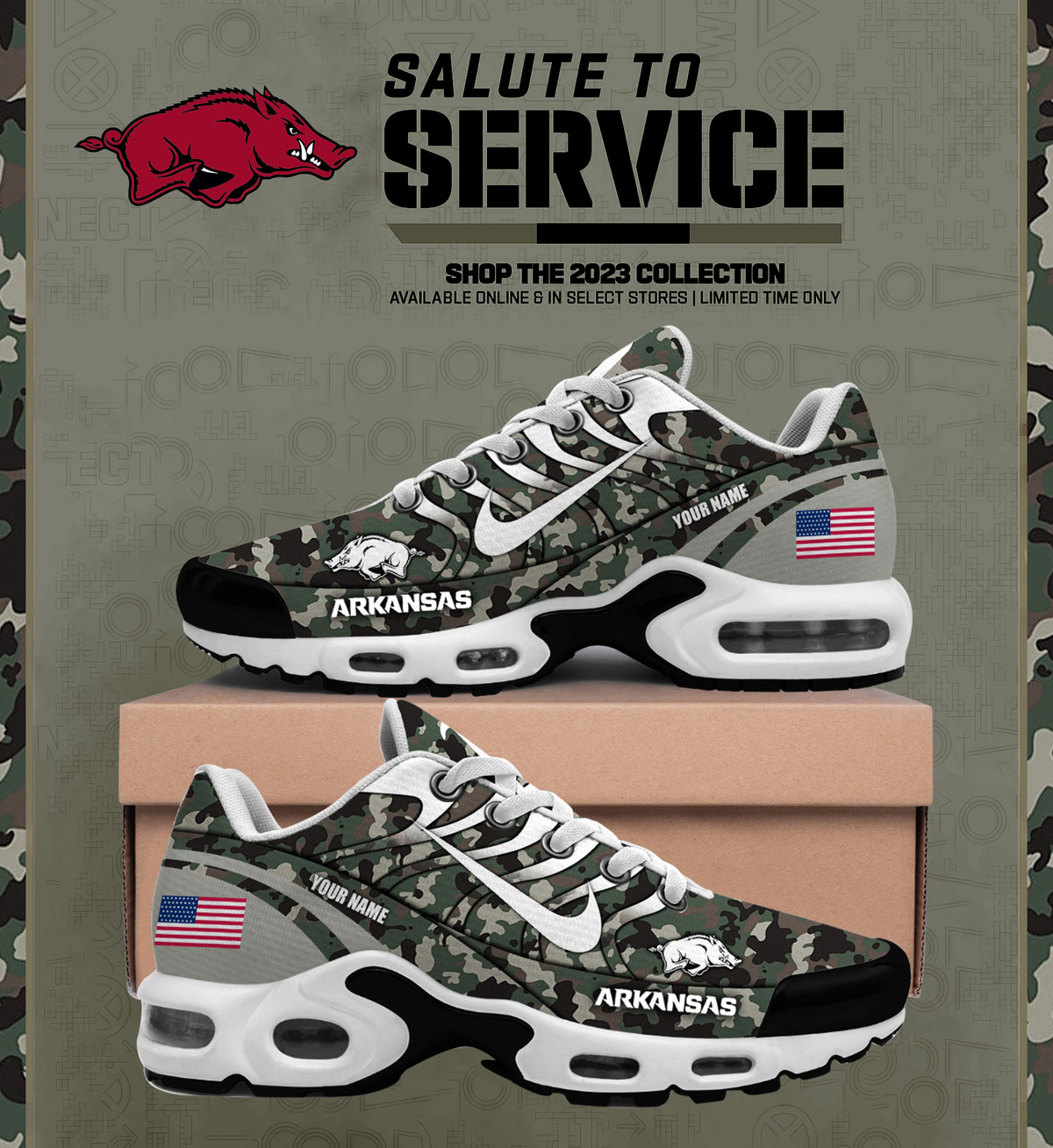 Arkansas Razorbacks-Camo Shoes
