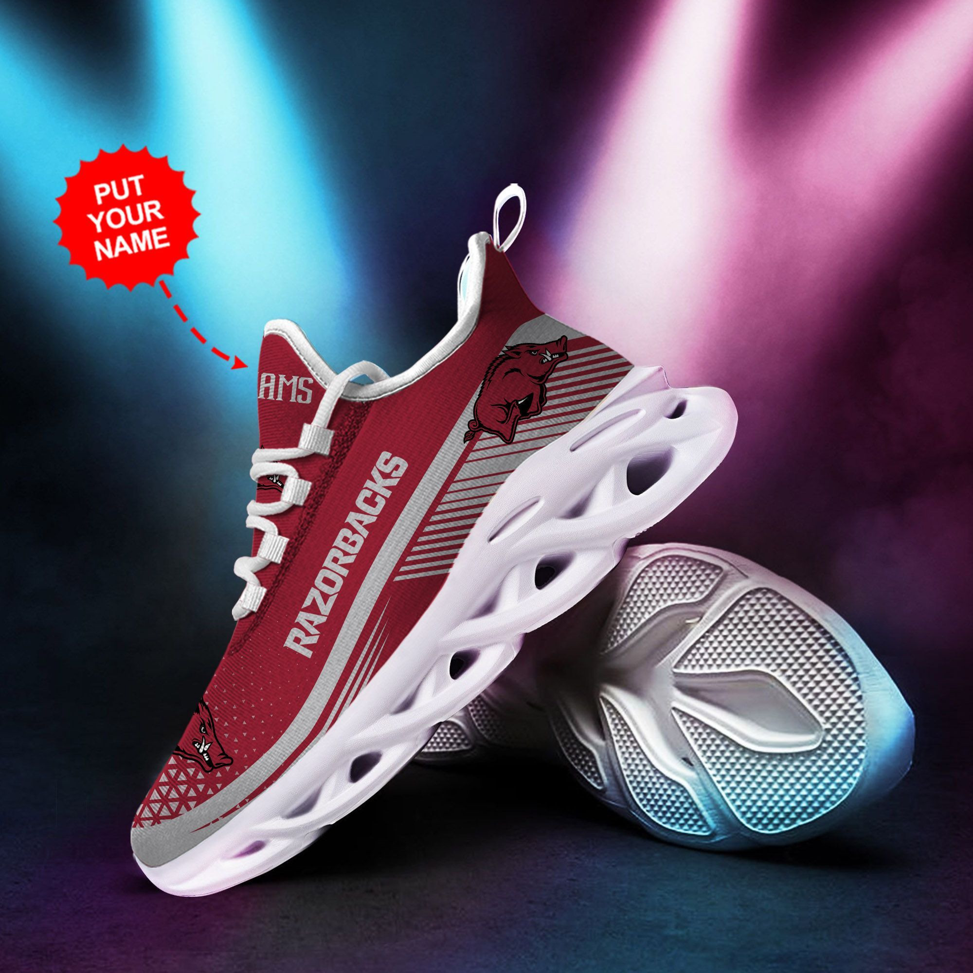 Arkansas Razorbacks Custom Personalized Max Soul Sneakers Shoes