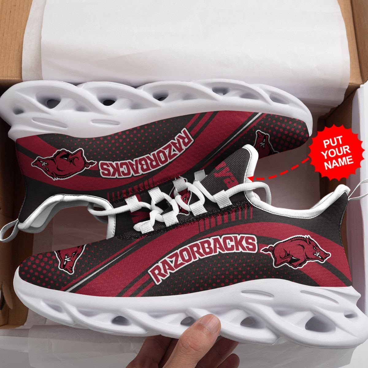 Arkansas Razorbacks Custom Personalized Max Soul Sneakers Shoes