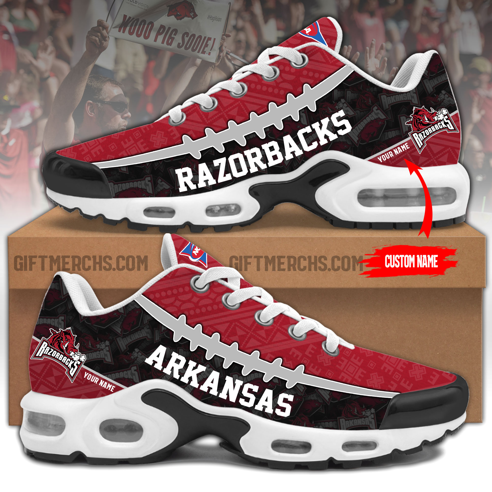 Arkansas Razorbacks Personalized Shoes