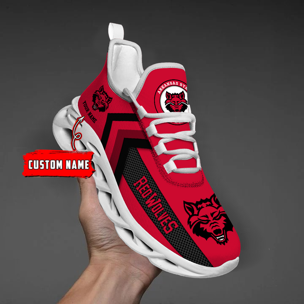 Arkansas State Red Wolves Personalized Custom Name Max Soul Shoes DS003