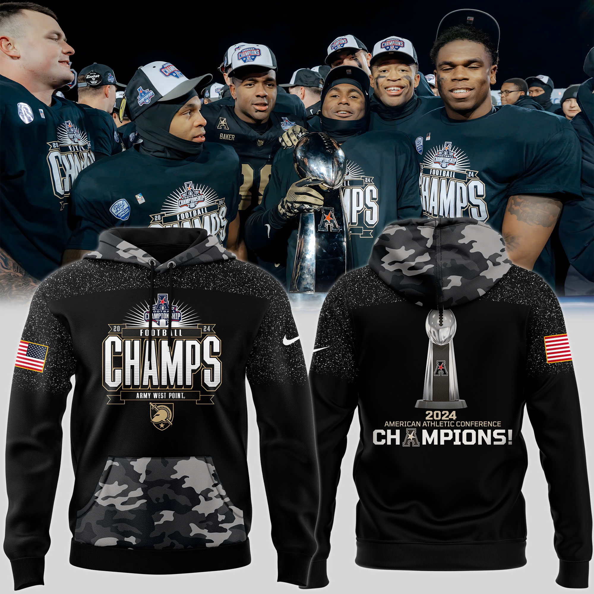 Army Black Knights Football ACC Champions Premium Pullover Hoodie