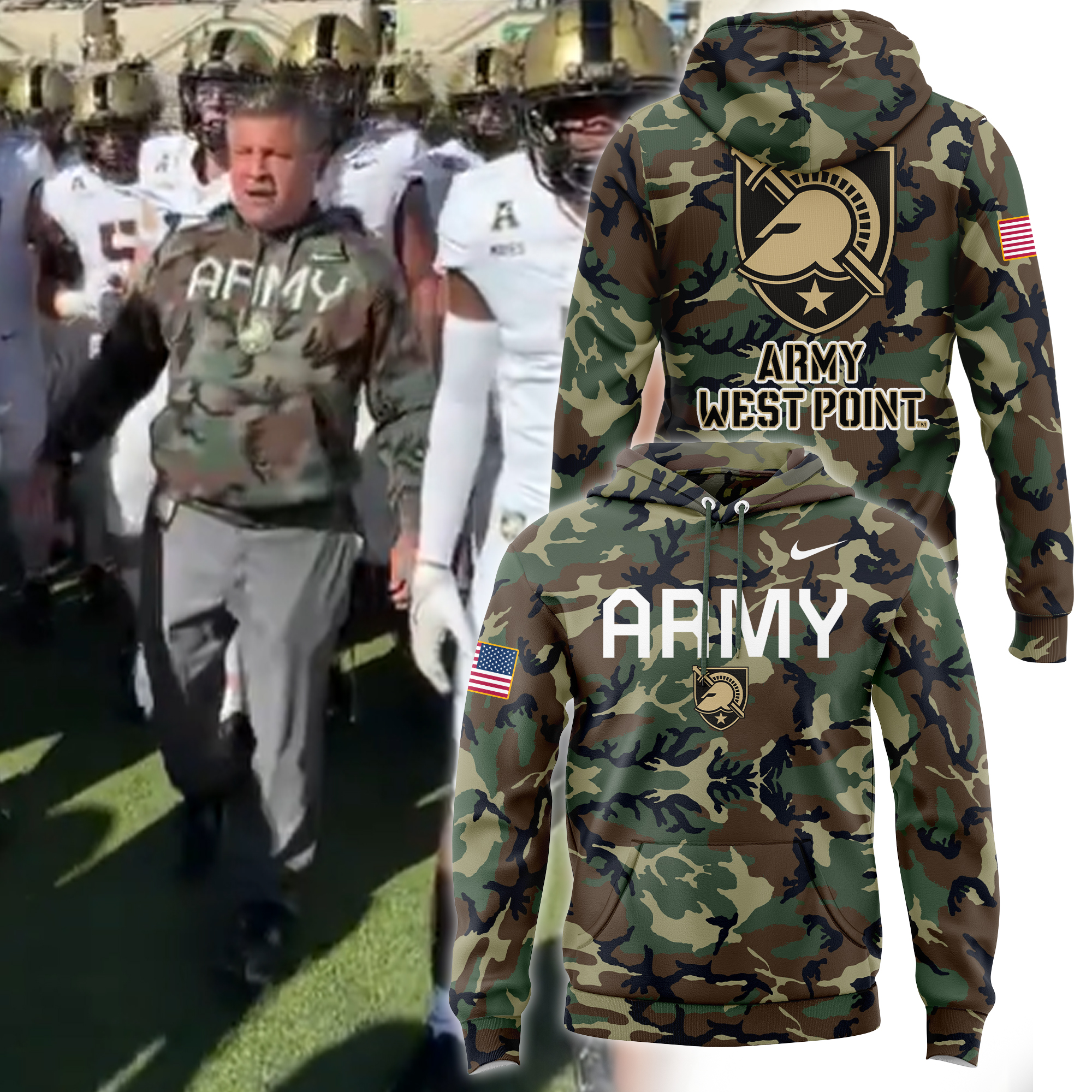 Army Black Knights football Arctic Camo Salute to Service Club Fleece Pullover Hoodie