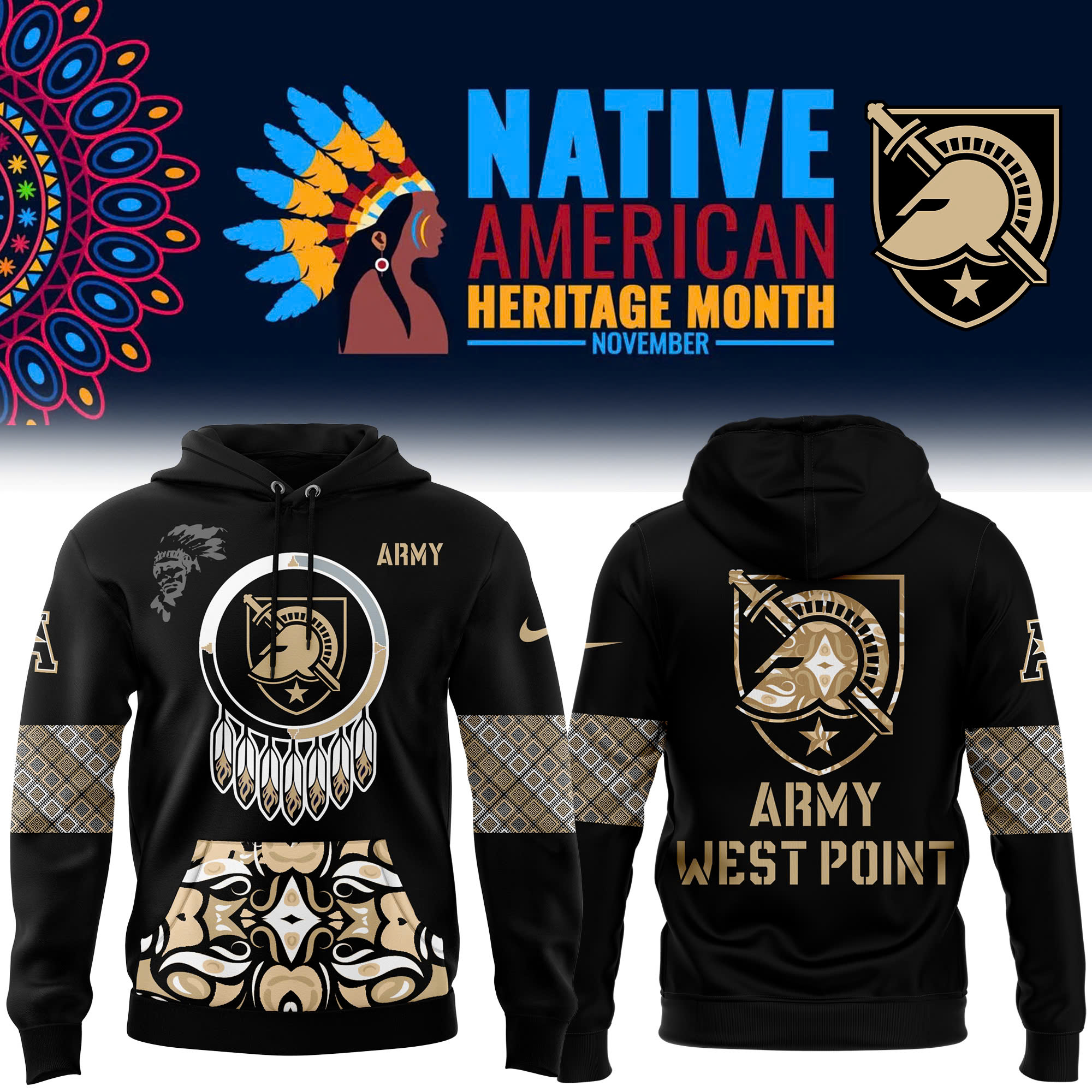 Army Black Knights Football Native American Heritage Month Premium Pullover Hoodie