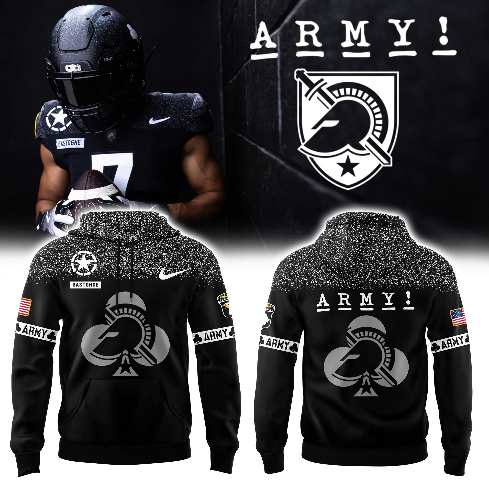 Army Football 1St Airborne's Rendezvous Spades Club Fleece Edition Hoodie