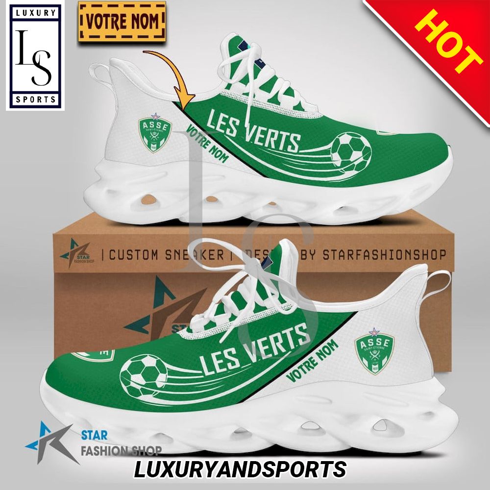 AS Saint-Etienne Ligue 2 Custom Name Max Soul Shoes