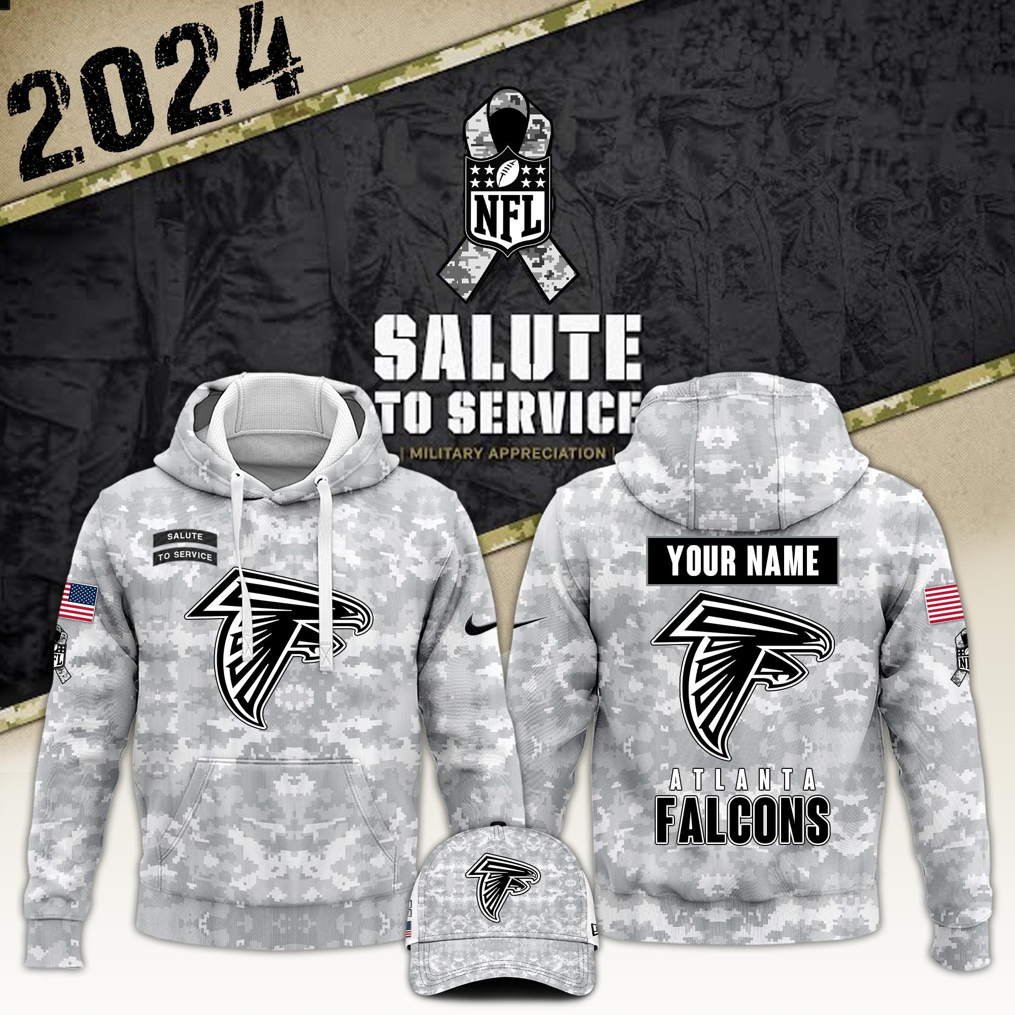 Atlanta Falcons Arctic Camo Salute to Service Club Hoodie Edition