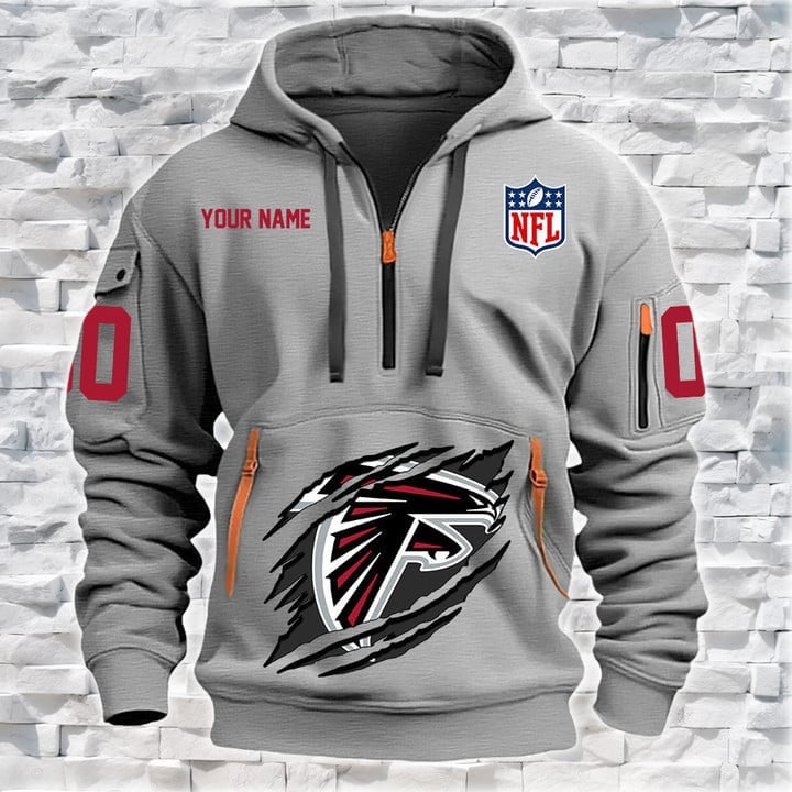 Atlanta Falcons New Personalized Quarter Zip Hoodie AZBTQZH000090