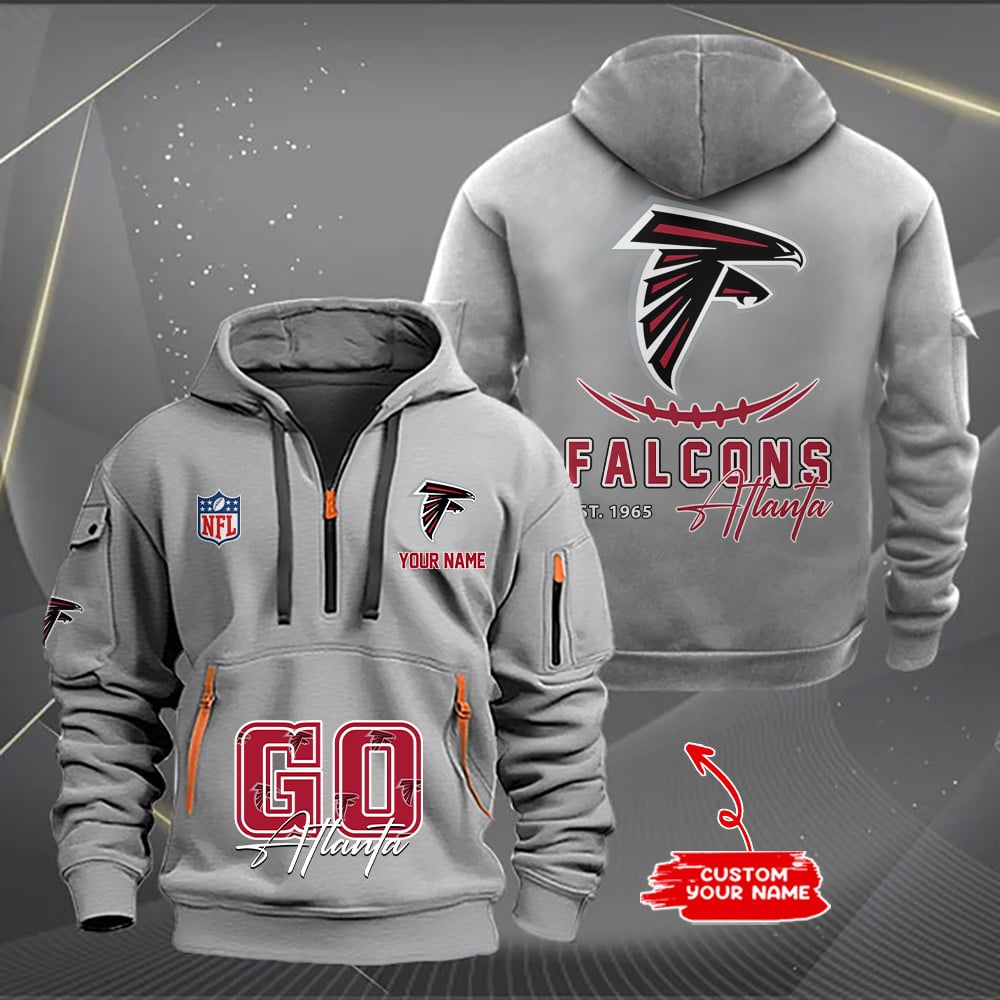 Atlanta Falcons New Personalized Quarter Zip Hoodie AZBTQZH000159