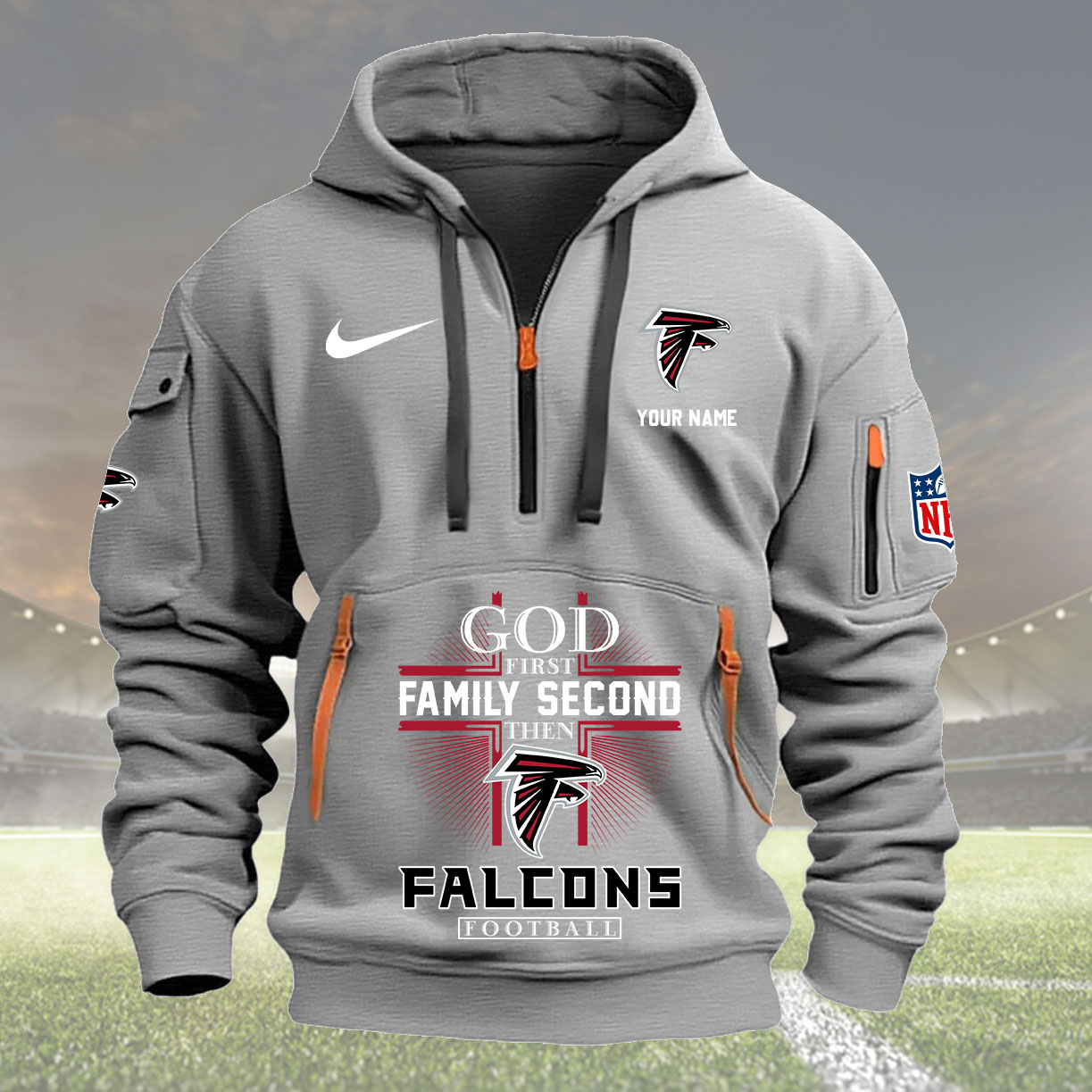 Atlanta Falcons Personalized Quarter Zip Hoodie New Collection AZBTQZH000242