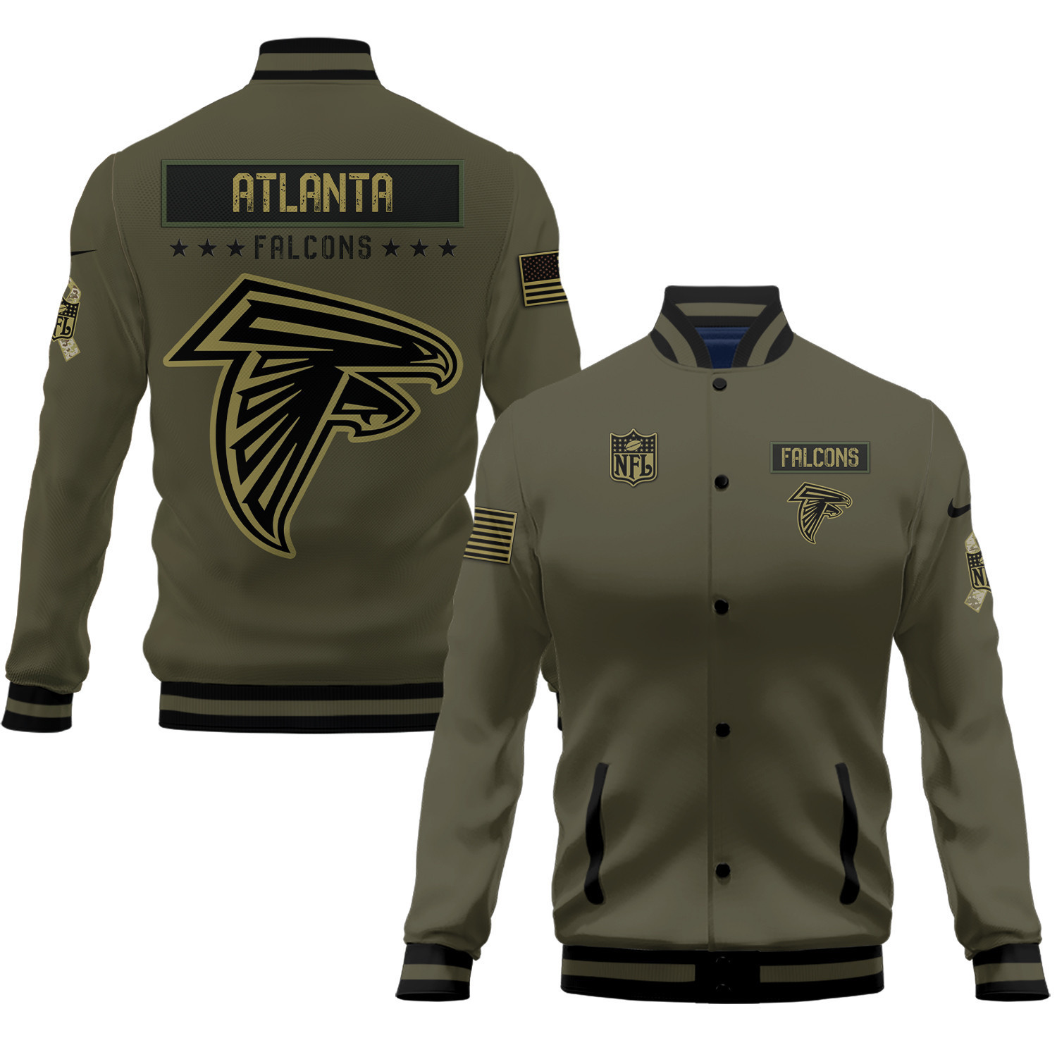 Atlanta Falcons Salute To Service Club Baseball Jacket Varsity Jacket - Green