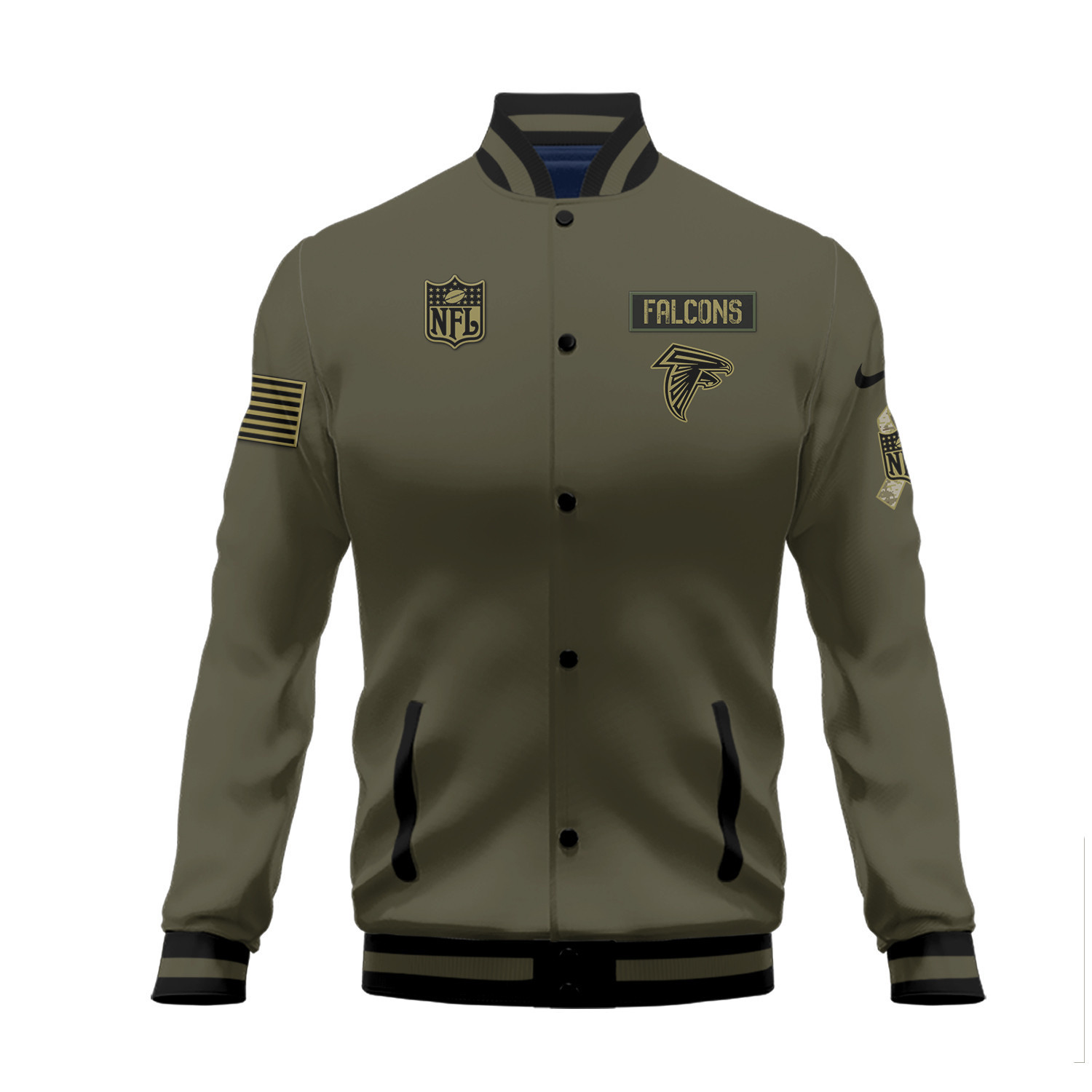 Atlanta Falcons Salute To Service Club Baseball Jacket Varsity Jacket - Green