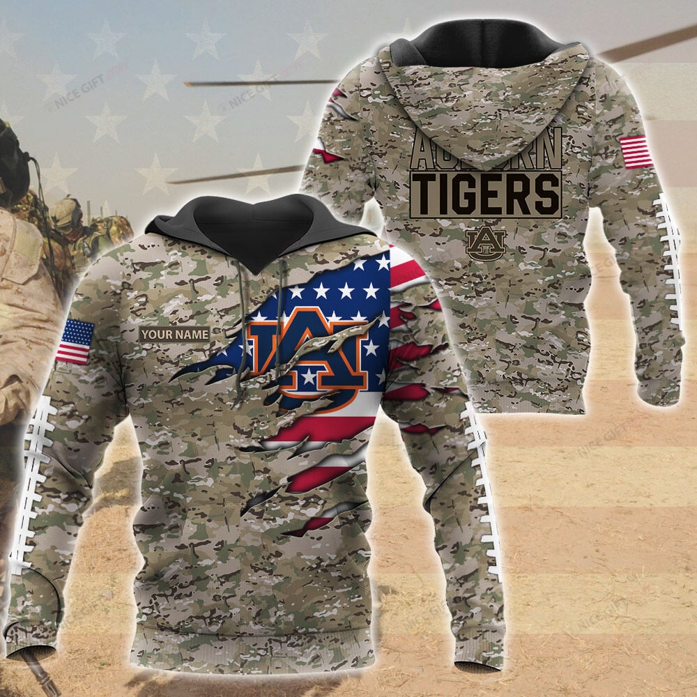 Auburn Tigers Custom Name Camouflage Hoodie