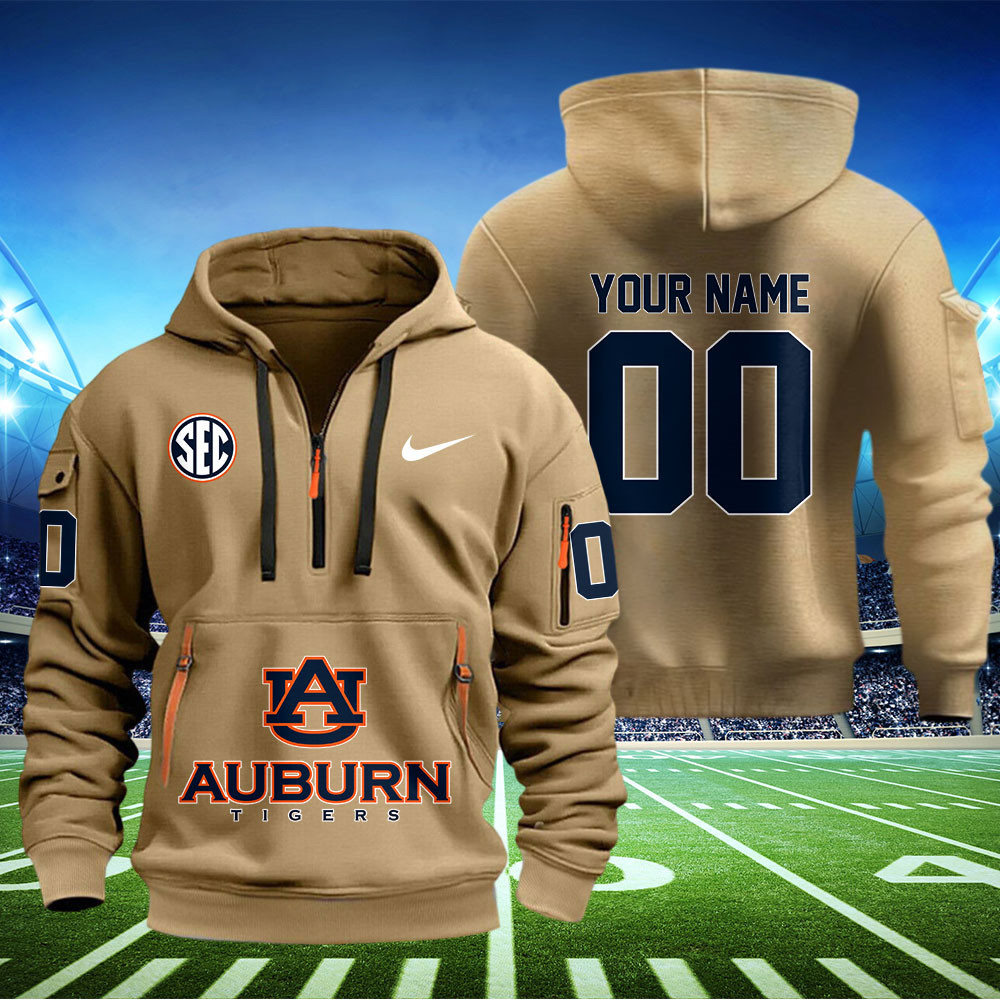 Auburn Tigers Football Quarter Zip Hoodie