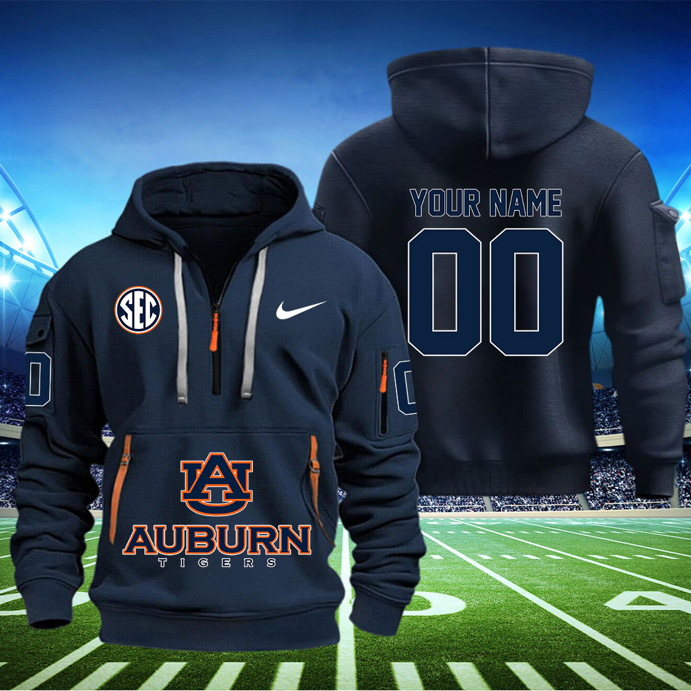 Auburn Tigers Football Quarter Zip Hoodie