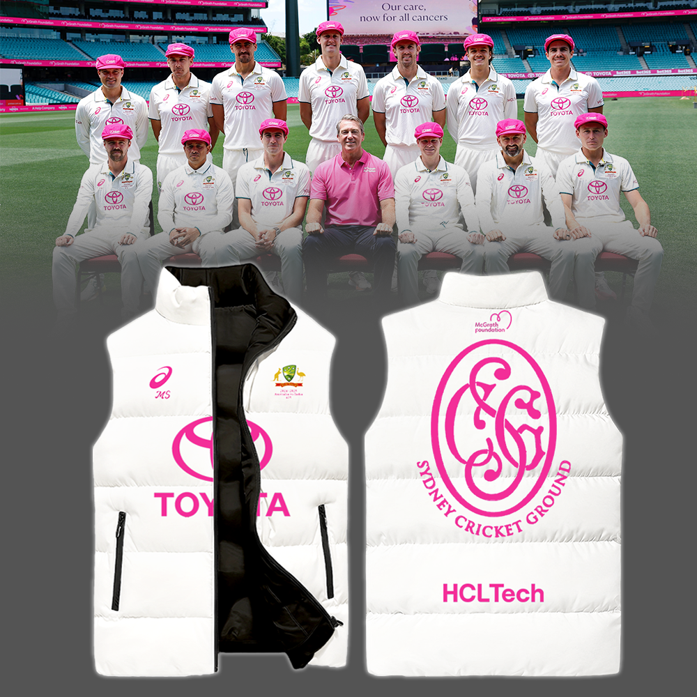 Australia National Cricket Pink Test Cotton Vest Limited White Color Edition