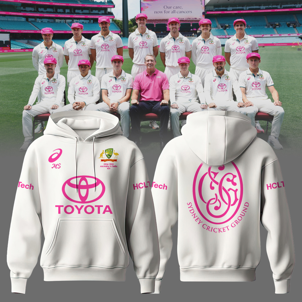 Australia National Cricket Pink Test Hoodie White