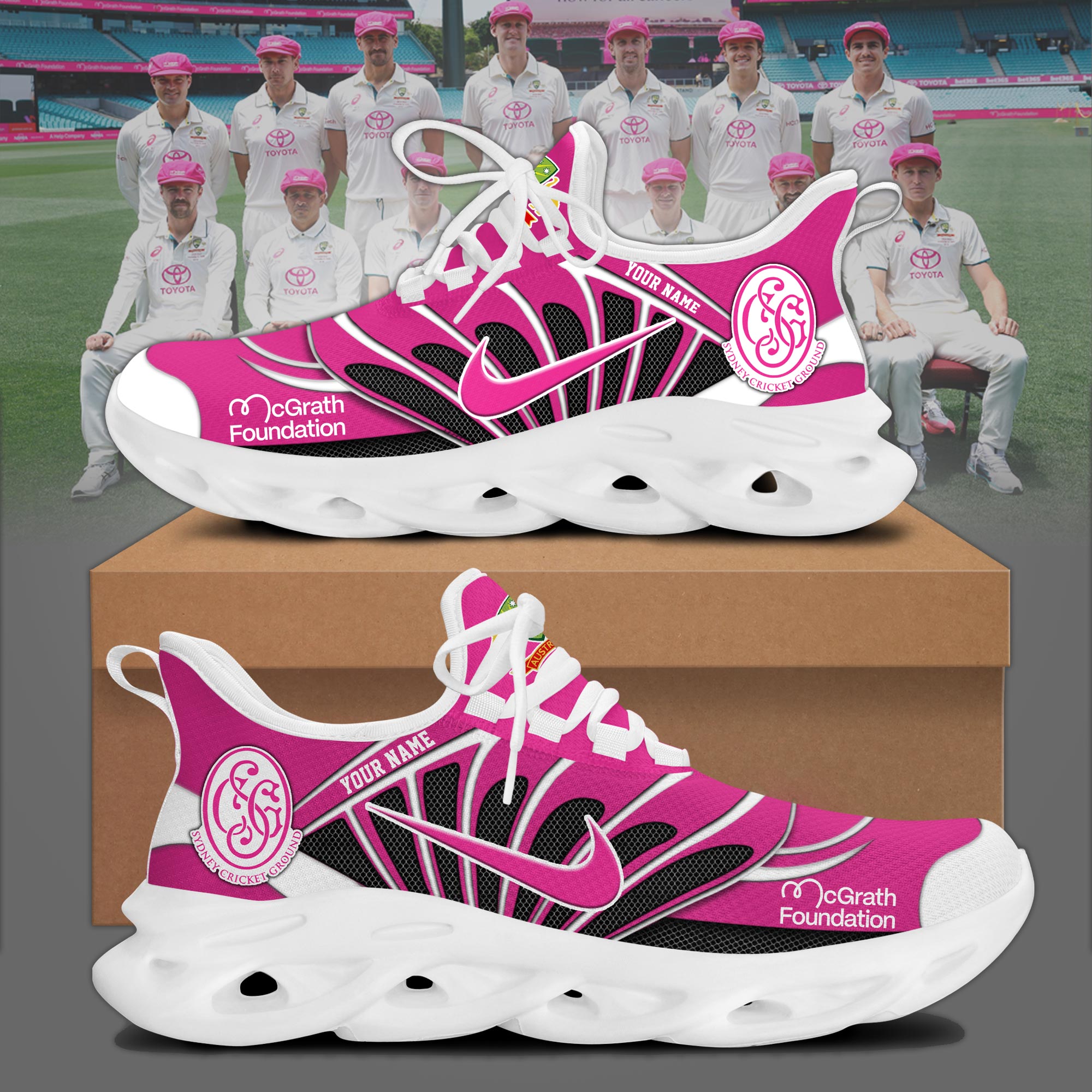 Australia National Cricket Pink Test Max Soul Shoes
