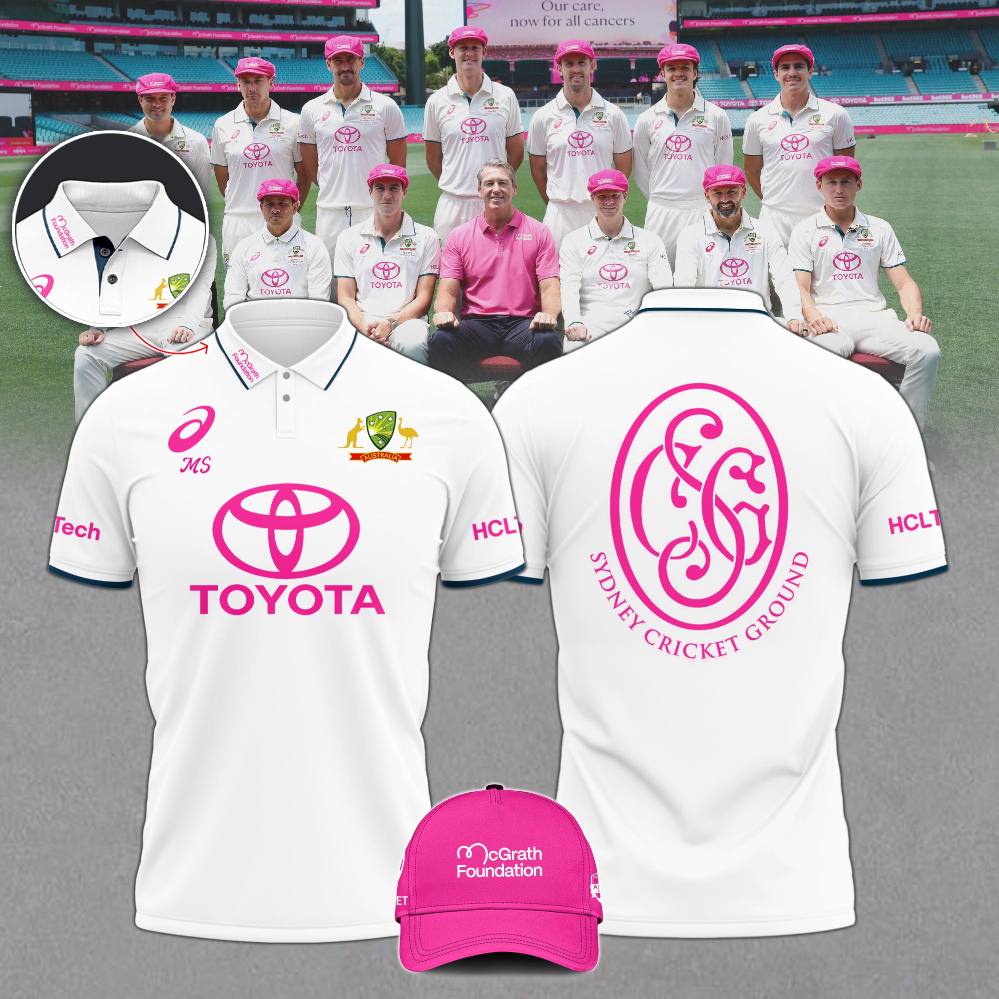 Australia National Cricket Pink Test Polo #2