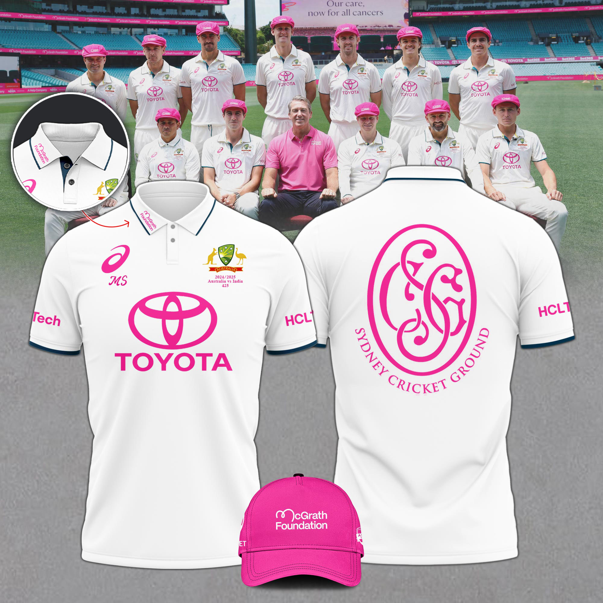 Australia National Cricket Pink Test Polo
