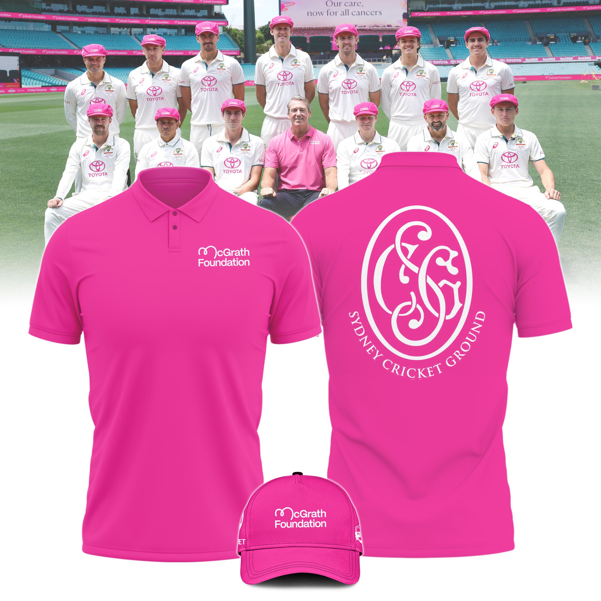 Australia National Cricket Pink Test Polo Pink Color