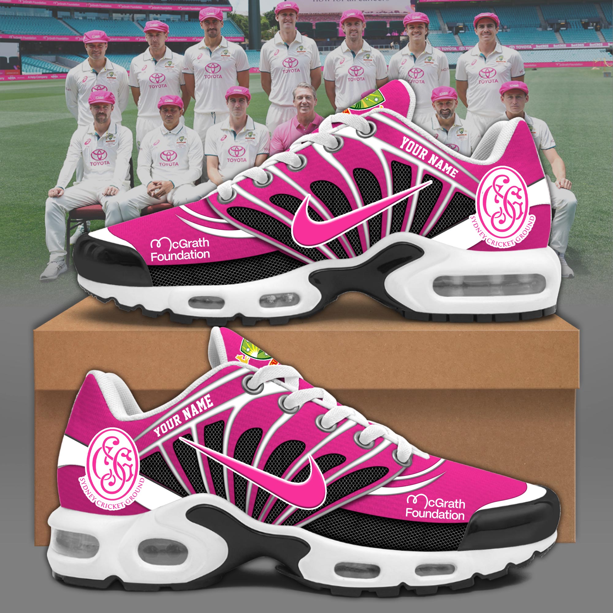 Australia National Cricket Pink Test Special Shoes v1