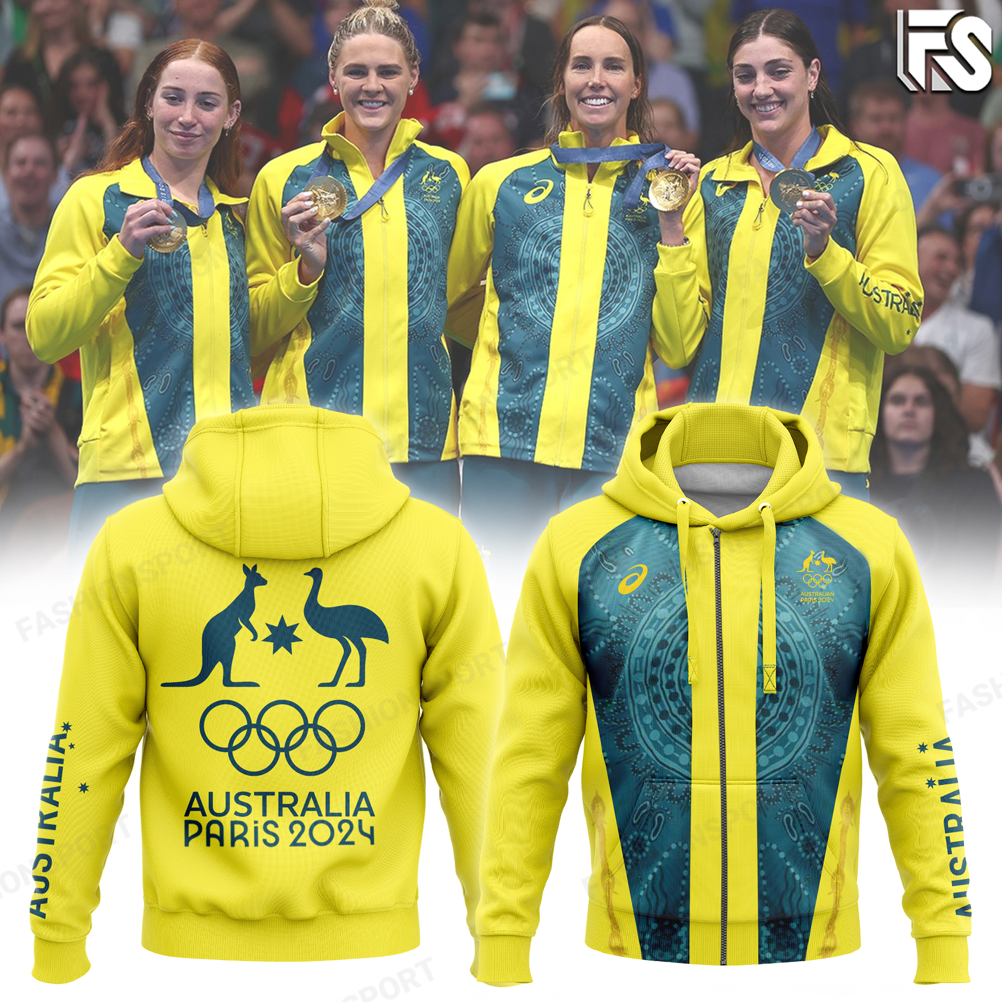 Australian Olympic Team Blacks Stand up zipper